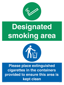Designated smoking area
Please place extinguished cigarettes in the containers provided to ensure this area is kept clean